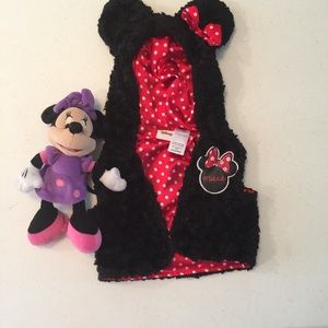 🎉4 for $20Minnie Mouse hooded plush vest with Minnie baby